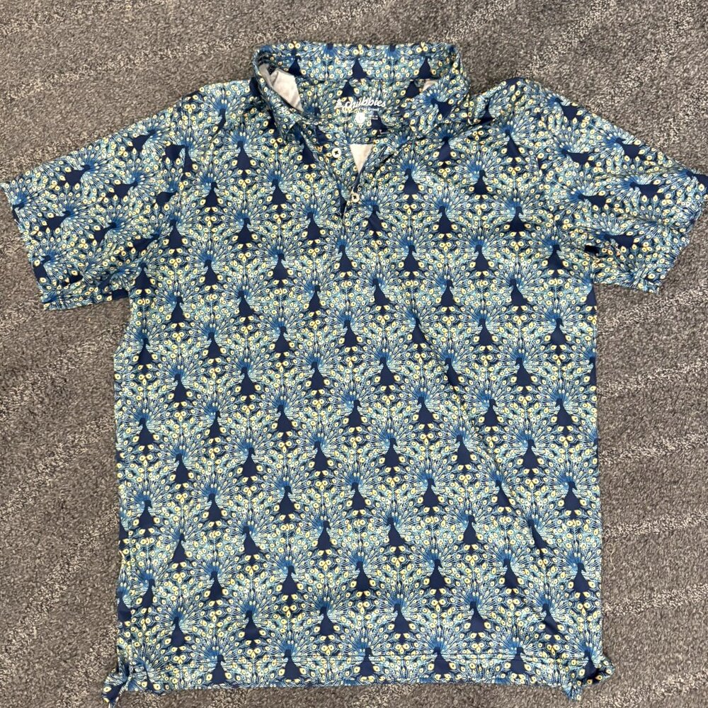 Chubbies Mens Performance Polo L Fan Peacock